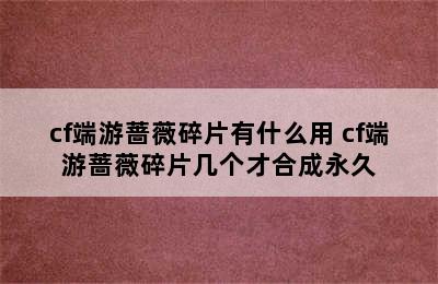 cf端游蔷薇碎片有什么用 cf端游蔷薇碎片几个才合成永久